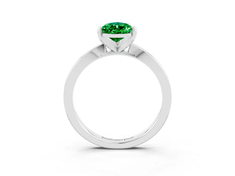 White gold Pear Cut Emerald Solitaire Engagement Ring with Classic Band and Four-Prong Setting_27