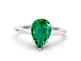 White gold Pear Cut Emerald Solitaire Engagement Ring with Classic Band and Four-Prong Setting_36