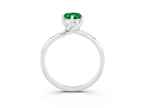 White gold Pear Cut Emerald Solitaire Engagement Ring with Four-Prong Setting and Classic Band_15