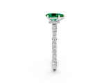 White gold Pear Cut Emerald Solitaire Engagement Ring with Pavé Band and Four-Prong Setting_2