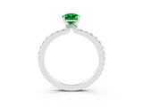 White gold Pear Cut Emerald Solitaire Engagement Ring with Pavé Band and Four-Prong Setting_3