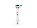 White gold Pear Cut Emerald Solitaire Engagement Ring with Round Band and Four-Prong Setting_14