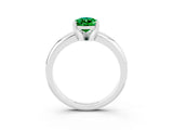 White gold Pear Cut Emerald Solitaire Engagement Ring with Round Band and Four-Prong Setting_15