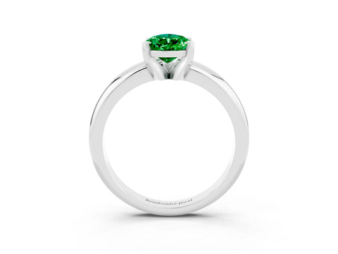 White gold Pear Cut Emerald Solitaire Engagement Ring with Round Band and Four-Prong Setting_15
