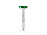 White gold Pear Cut Emerald Solitaire Pavé Band with Four-Prong Setting_2