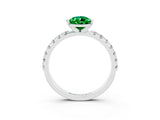 White gold Pear Cut Emerald Solitaire Pavé Band with Four-Prong Setting_3