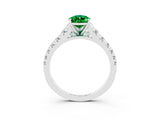White gold Pear Cut Emerald Solitaire Ring with Cathedral Setting and Pavé Band_3