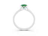 White gold Pear Cut Emerald Solitaire Ring with Flower Prong Setting and Classic Band_51