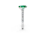 White gold Pear Cut Emerald Solitaire Ring with Pavé Accents and Four-Prong Setting_2