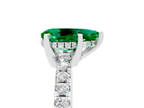 White gold Pear Cut Emerald Solitaire Ring with Pavé Band and Four-Prong Setting_29
