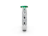 White gold Pear Cut Emerald Solitaire Ring with Pavé and Channel Set Band_2