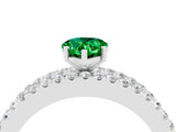 White gold Pear Cut Emerald Solitaire Ring with Pavé and Channel Set Band_4
