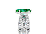 White gold Pear Cut Emerald Solitaire Ring with Pavé and Channel Set Band_5