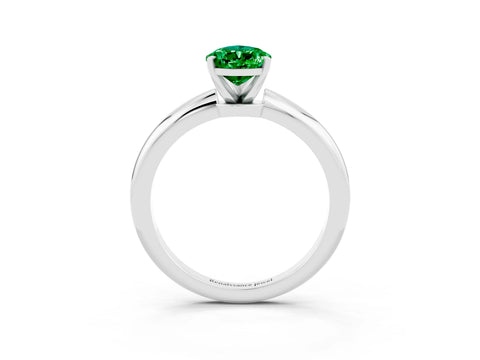 White gold Pear Cut Emerald Solitaire Ring with Six-Prong Setting and Classic Band_3