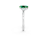 White gold Pear Cut Emerald Solitaire Ring with Thin Band and Four-Prong Setting_14