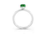 White gold Pear Cut Emerald Solitaire Ring with Thin Band and Four-Prong Setting_15