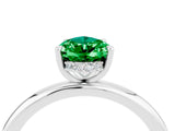 White gold Pear Cut Emerald Solitaire Ring with Thin Band and Four-Prong Setting_16