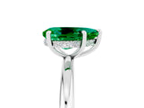 White gold Pear Cut Emerald Solitaire Ring with Thin Band and Four-Prong Setting_17