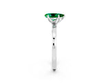 White gold Pear Cut Emerald Solitaire Ring with Thin Band and Prong Setting_14