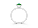 White gold Pear Cut Emerald Solitaire Ring with Thin Band and Prong Setting_15
