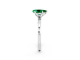 White gold Pear Cut Emerald Solitaire Ring with Thin Band and Prong Setting_38