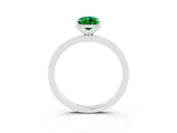 White gold Pear Cut Emerald Solitaire Ring with Thin Band and Prong Setting_39
