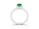 White gold Pear Cut Emerald Solitaire Ring with Wide Band and Prong Setting_3