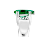 White gold Pear Cut Emerald Solitaire Ring with Wide Band and Prong Setting_5
