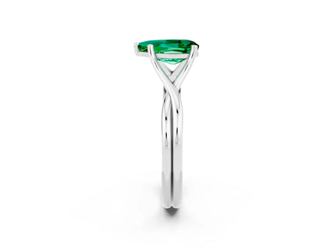 White gold Pear Cut Emerald Solitaire Twist Band Prong Setting Ring_38