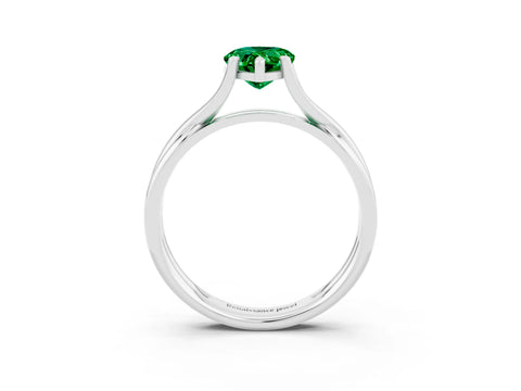 White gold Pear Cut Emerald Solitaire Twist Band Prong Setting Ring_39