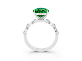 White gold Pear Cut Emerald Solitaire Twisted Band with Round  Accents and Prong Setting_15