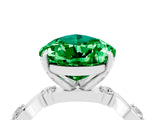 White gold Pear Cut Emerald Solitaire Twisted Band with Round  Accents and Prong Setting_16