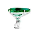 White gold Pear Cut Emerald Solitaire Twisted Band with Round  Accents and Prong Setting_17