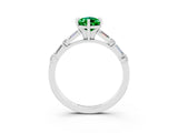 White gold Pear Cut Emerald Solitaire with Side Baguettes and Channel Set Band_3
