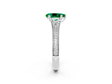 White gold Pear Cut Emerald Split Shank Engagement Ring with Pavé Band_2