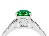 White gold Pear Cut Emerald Split Shank Engagement Ring with Pavé Band_4