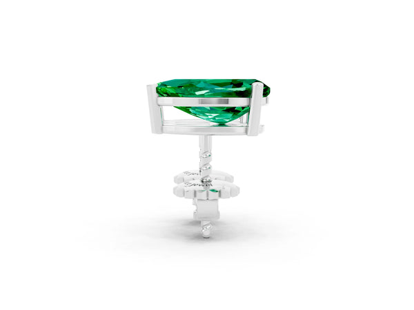 White gold Pear Cut Emerald Stud Earrings