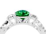 White gold Pear Cut Emerald Three-Stone Ring with Pavé Split Shank and Four-Prong Setting_16