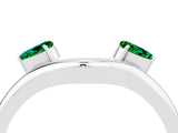 White gold Pear Cut Emerald Two-Stone Open Band Ring with Prong Setting_10