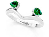 White gold Pear Cut Emerald Two-Stone Open Band Ring with Prong Setting_7