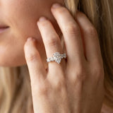 White gold Pear Cut Five-Stone Prong Set Diamond Ring with Classic Band_14
