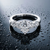 White gold Pear Cut Five-Stone Prong Set Diamond Ring with Classic Band_15