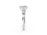 White gold Pear Cut Five-Stone Prong Set Diamond Ring with Classic Band_70