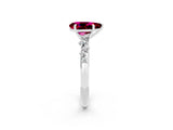 White gold Pear Cut Garnet Cluster Side Stone Solitaire Ring with Prong Setting_26