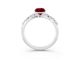 White gold Pear Cut Garnet Cluster Side Stone Solitaire Ring with Prong Setting_27