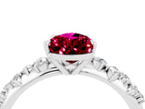White gold Pear Cut Garnet Cluster Side Stone Solitaire Ring with Prong Setting_28