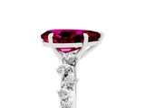 White gold Pear Cut Garnet Cluster Side Stone Solitaire Ring with Prong Setting_29