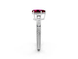 White gold Pear Cut Garnet Engagement Ring with Milgrain Channel Set Band and Prong Setting_2