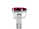 White gold Pear Cut Garnet Engagement Ring with Milgrain Channel Set Band and Prong Setting_5