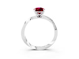 White gold Pear Cut Garnet Engagement Ring with Side Stone Accents and Four-Prong Setting_75